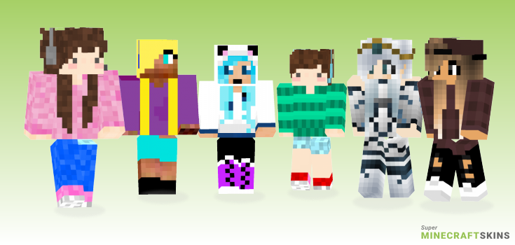 Cute gamer Minecraft Skins - Best Free Minecraft skins for Girls and Boys