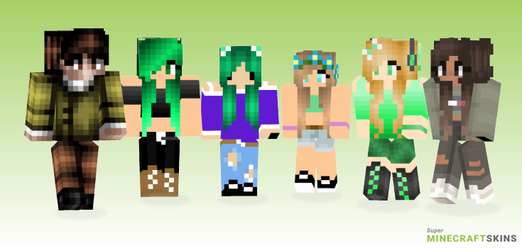 Cute green Minecraft Skins - Best Free Minecraft skins for Girls and Boys