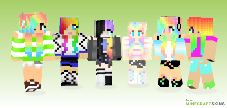 Cute rainbow Minecraft Skins - Best Free Minecraft skins for Girls and Boys