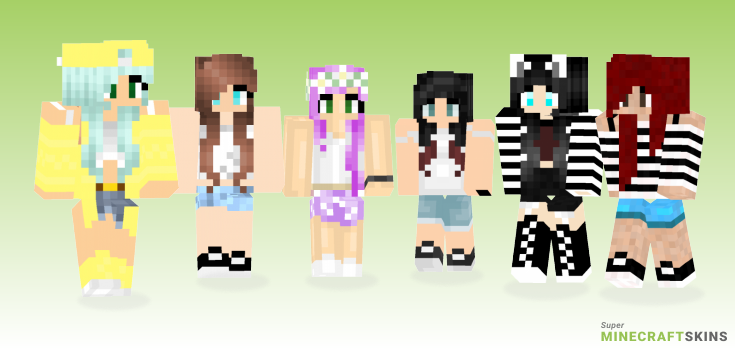 Cute summer Minecraft Skins - Best Free Minecraft skins for Girls and Boys