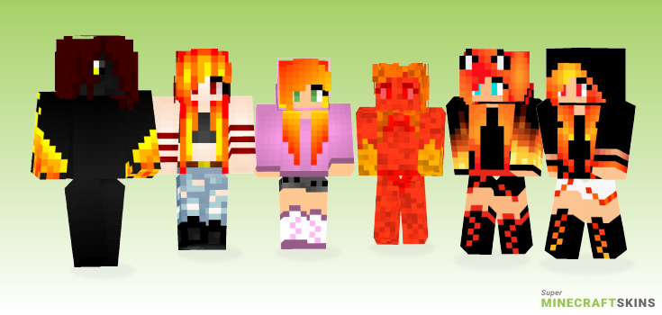 Fire girl Minecraft Skins - Best Free Minecraft skins for Girls and Boys