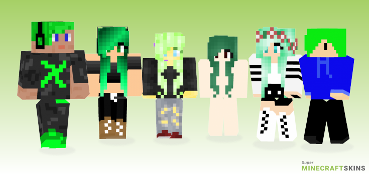 Green hair Minecraft Skins - Best Free Minecraft skins for Girls and Boys