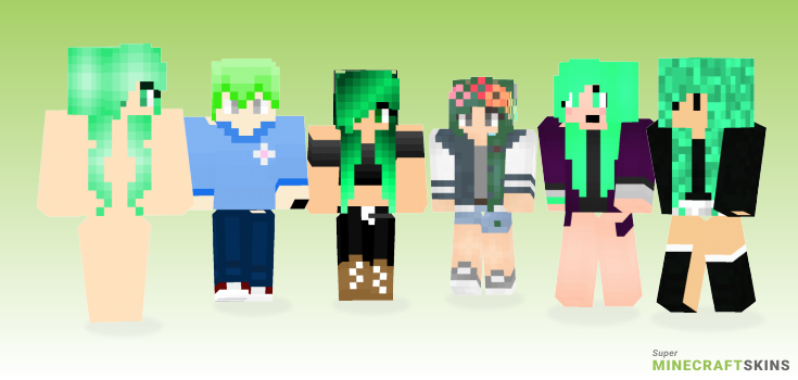 Green haired Minecraft Skins - Best Free Minecraft skins for Girls and Boys
