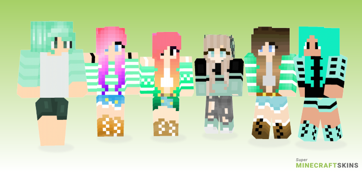 Mint girl Minecraft Skins - Best Free Minecraft skins for Girls and Boys