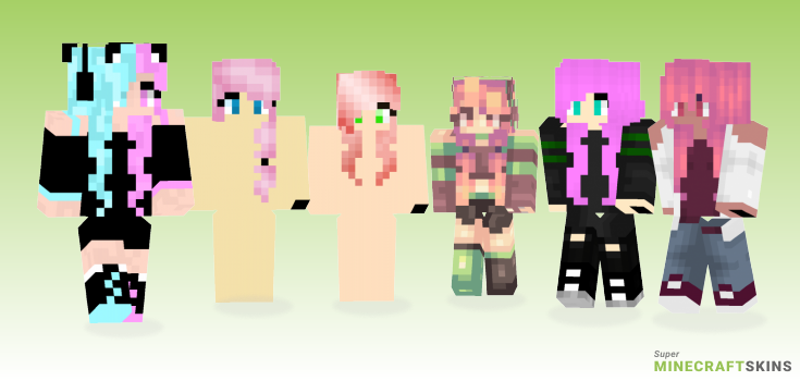 Pink hair Minecraft Skins - Best Free Minecraft skins for Girls and Boys