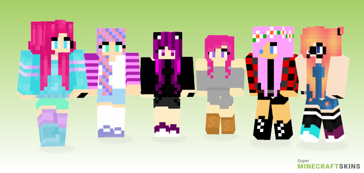 Pink haired Minecraft Skins - Best Free Minecraft skins for Girls and Boys