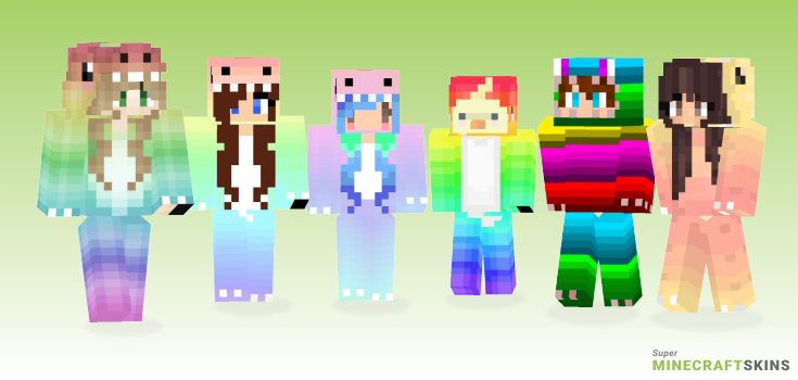 Rainbow dino Minecraft Skins - Best Free Minecraft skins for Girls and Boys