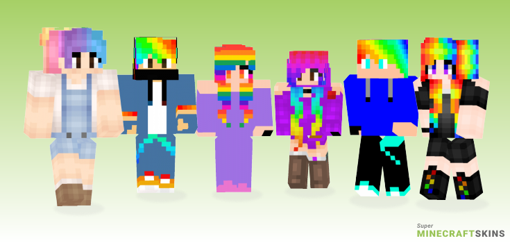 Rainbow hair Minecraft Skins - Best Free Minecraft skins for Girls and Boys