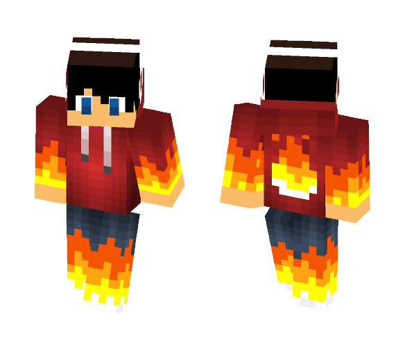 Fire Hoodie Guy - Male Minecraft Skins - image 1