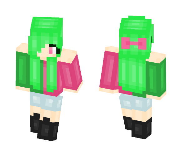 Cute green-pink girl - Cute Girls Minecraft Skins - image 1