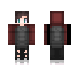 Red And Gray Shirt With Hoodie - Male Minecraft Skins - image 2