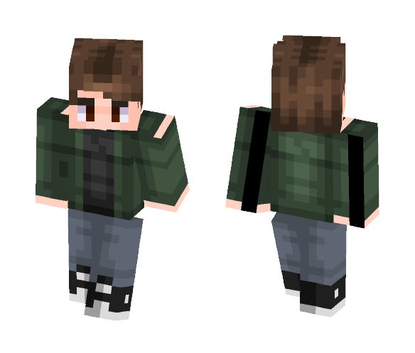 Green Jacket And Black Shirt - Male Minecraft Skins - image 1