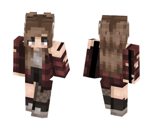 -Plaid cardigan- //request - Female Minecraft Skins - image 1