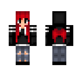 Dark Girl w/ Red Hair&Wings - Color Haired Girls Minecraft Skins - image 2