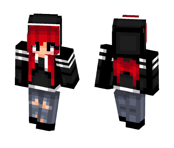 Dark Girl w/ Red Hair&Wings - Color Haired Girls Minecraft Skins - image 1