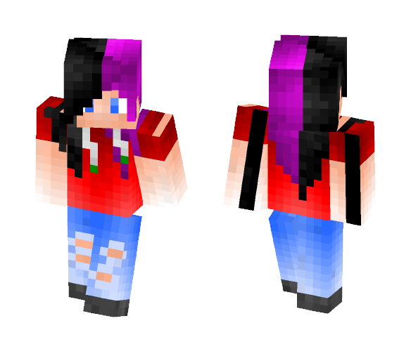 Black/Purple Haired Girl - Color Haired Girls Minecraft Skins - image 1