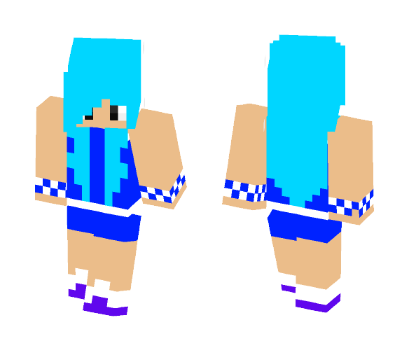 High school girl with blue hair - Color Haired Girls Minecraft Skins - image 1