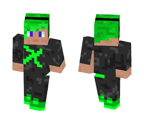 Green hair headphone user - Male Minecraft Skins - image 1