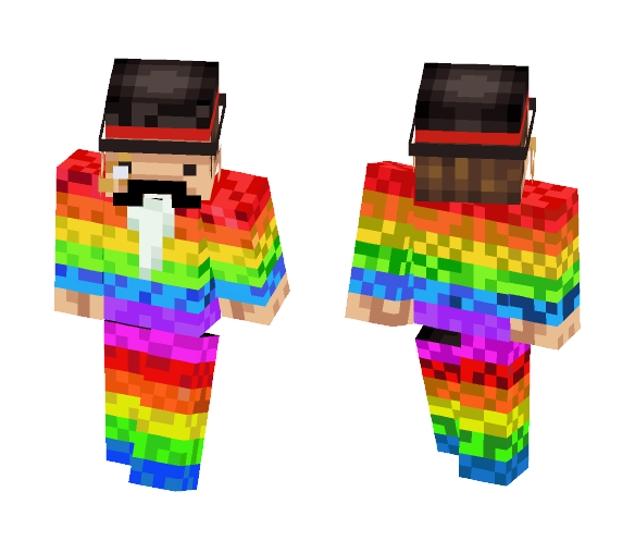TopHatLuck (Rainbow) - Male Minecraft Skins - image 1
