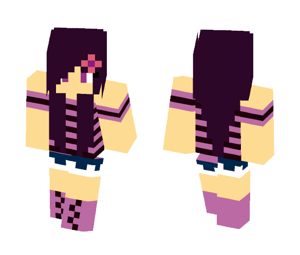 Cute dark purple hair girl - Color Haired Girls Minecraft Skins - image 1