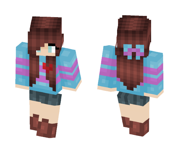 Frisk with Brown Hair - Female Minecraft Skins - image 1