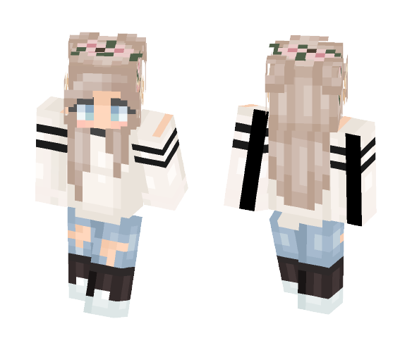 Cute Girl With flowers on her head - Cute Girls Minecraft Skins - image 1