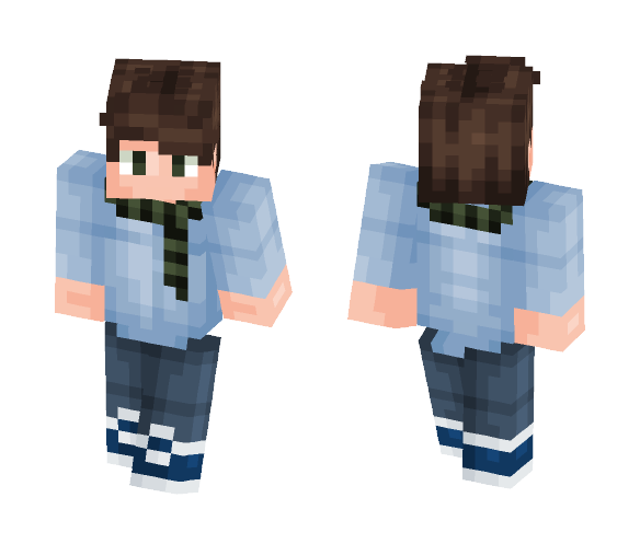 Blue Collar, Green Scarf - Male Minecraft Skins - image 1