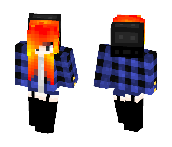 Fire Girl w/ Blue Jacket - Girl Minecraft Skins - image 1