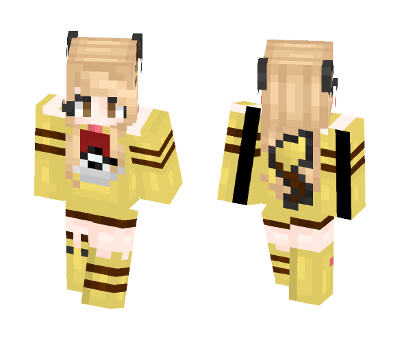 Pikachu Girl V.2 (3 pixel arms) - Girl Minecraft Skins - image 1