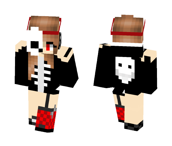 Red skeleton mask girl - Girl Minecraft Skins - image 1