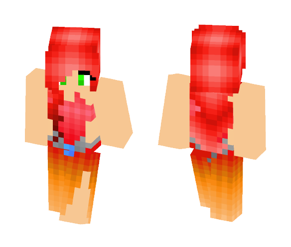 Flame Hair and Dress Girl! - Color Haired Girls Minecraft Skins - image 1