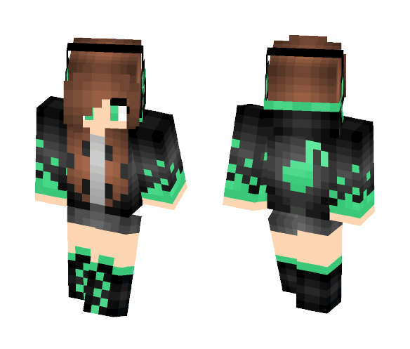 Music Hoodie Girl (Green) - Girl Minecraft Skins - image 1
