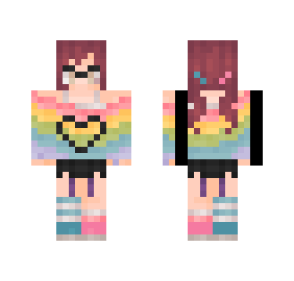 Rainbow Sweater Nerd - Female Minecraft Skins - image 2