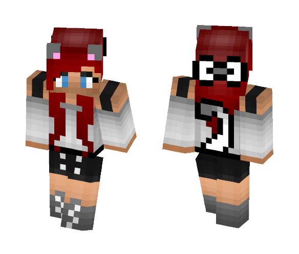 White and Gray Cat Girl - Cat Minecraft Skins - image 1