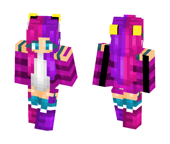 Pink and Purple Galaxy Kitten - Female Minecraft Skins - image 1