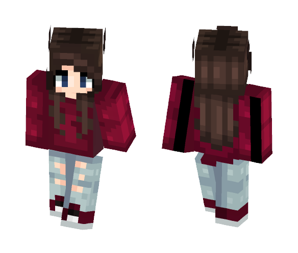 Red Long Sleeved Shirt - Female Minecraft Skins - image 1