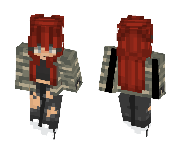 Camo // Red Hair - Female Minecraft Skins - image 1