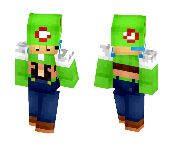Small Luigi Holding 1UP Mushroom - Male Minecraft Skins - image 1