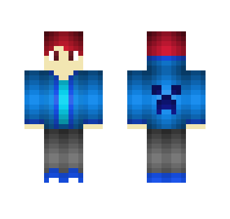 Teenager with blue Creeper Jacket - Male Minecraft Skins - image 2