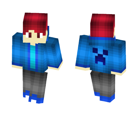 Teenager with blue Creeper Jacket - Male Minecraft Skins - image 1
