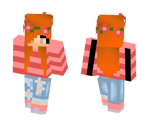 Pink flowers ~ Μ¦↑|〈 - Female Minecraft Skins - image 1