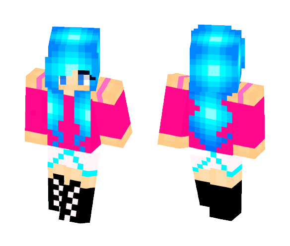 Electric blue hair girl - Color Haired Girls Minecraft Skins - image 1