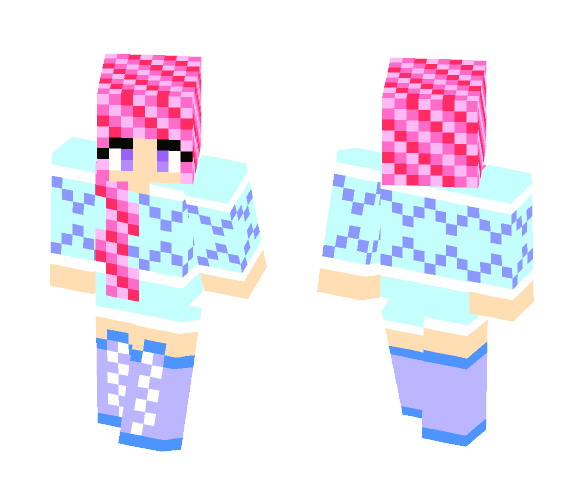 Girl in Blue Christmas Sweater skin - Christmas Minecraft Skins - image 1