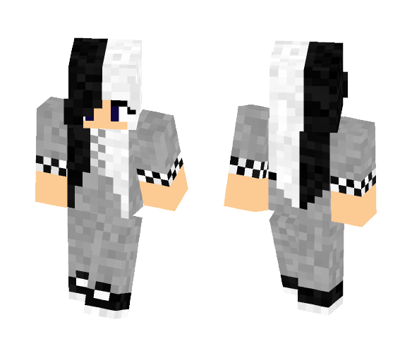 06 | Gray Girl ~ Black-White Hair - Color Haired Girls Minecraft Skins - image 1