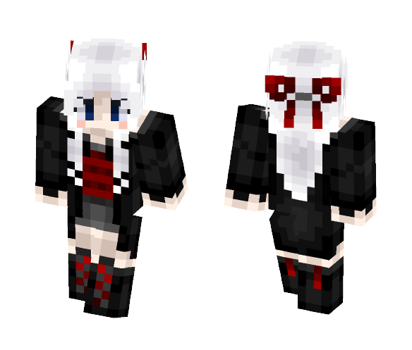 Monochrome + Red - Female Minecraft Skins - image 1