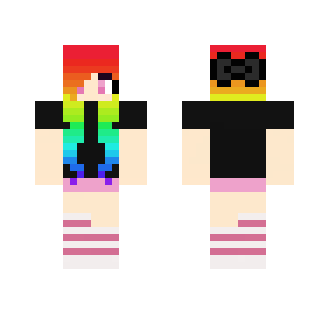 Rainbow Sock Girl w Bow - Girl Minecraft Skins - image 2