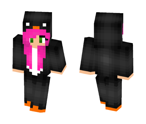 Penguin girl with pink hair