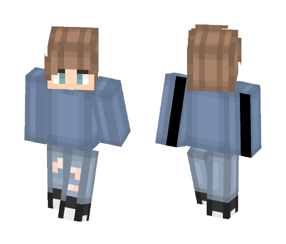 Cute Blue Sweater Boy ; spqce - Boy Minecraft Skins - image 1