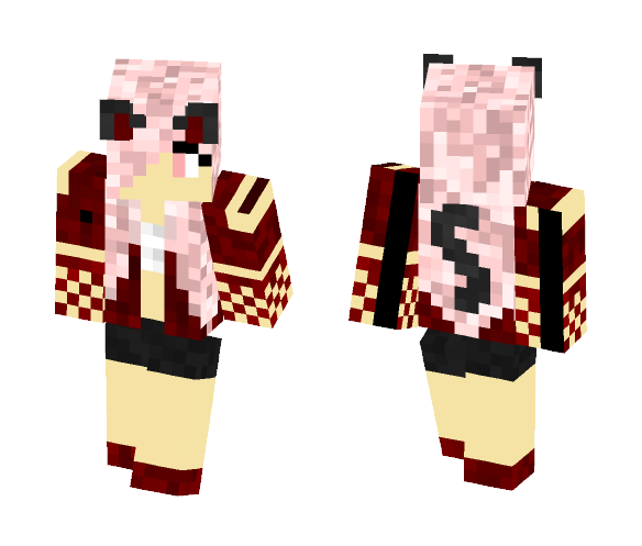 Pink And Red Cat Girl - Cat Minecraft Skins - image 1