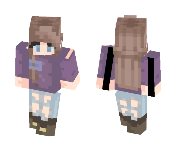 Cute Girl In Purple Shirt and Jeans - Cute Girls Minecraft Skins - image 1